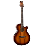 Mitchell MX430 Spalted Maple Acoustic-Electric Guitar Whiskey Burst