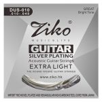 ZIKO DUS-010 SILVER PLATING EXTRA LIGHT Acoustic Guitar Strings SetBright Rich Tone