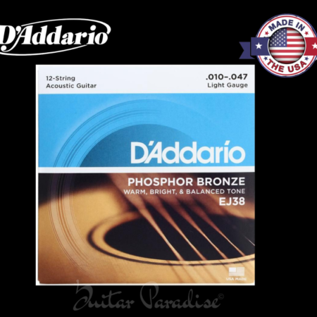 D'Addario EJ38 12-String Phosphor Bronze Acoustic Guitar Strings, .010-.047 Light Gauge