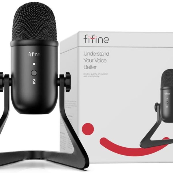 FIFINE K678 USB Podcast Microphone for Recording Streaming on PC and Laptop, Condenser Computer Gaming Mic with Headphone Output & Volume Control , Mic Gain Control, Mute Button for Vocal, YouTube. (K678)