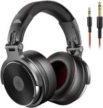 badgeOneOdio Adapter-Free Over Ear Headphones for Studio Monitoring and Mixing, Sound Isolation, 90° Rotatable Housing with Top Protein Leather Earcups, 50mm Driver Unit, Wired Headsets with Mic (Pro-50)