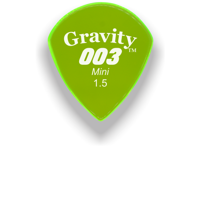 badgeGravity Picks Classic Mini (Jazz) 1.5mm Polished Fluorescent Green G003M15P Handcrafted Acrylic Guitar/Bass Pick with an 80-degree Bevel