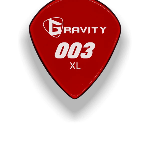 badgeGravity Pick G003XP 003, Jazz 3 XL, 1.5mm, Polished, Red Handcrafted Acrylic Guitar/Bass Pick, J3 XL JP, 1.5mm Thickness