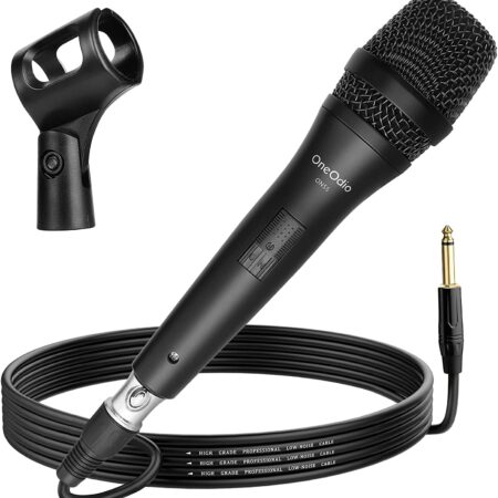 badgeOneOdio ON55 Wired Vocal Microphone with 16.4ft XLR Cable & Mic Clips, ON/Off Switch, Metal Female, Cord Handheld Vocalist Mic for Singing, Speech, Wedding, Outdoor Activity, Guitar Amp, Mixer