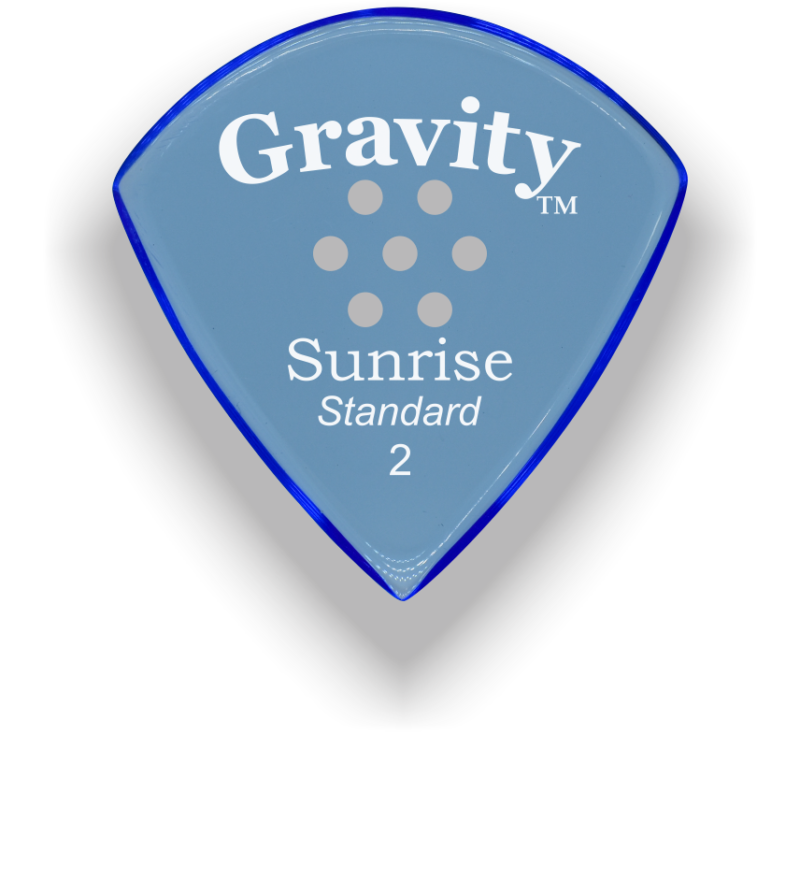 badgeGravity Picks Sunrise - Standard Size, 2mm, with Multi-hole Grip Handcrafted Acrylic Guitar/Bass Pick with an 80-degree Bevel and Multi-hole Grip