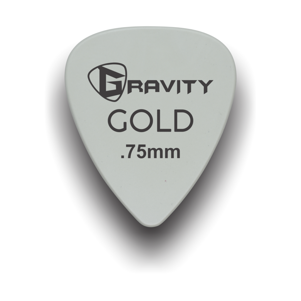 badgeGravity Picks Colored Gold Traditional Teardrop Guitar Pick - .75mm Gray
