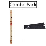 Combo of Bamboo F Natural Medium Flute for Beginner and Flute Bag - Natural