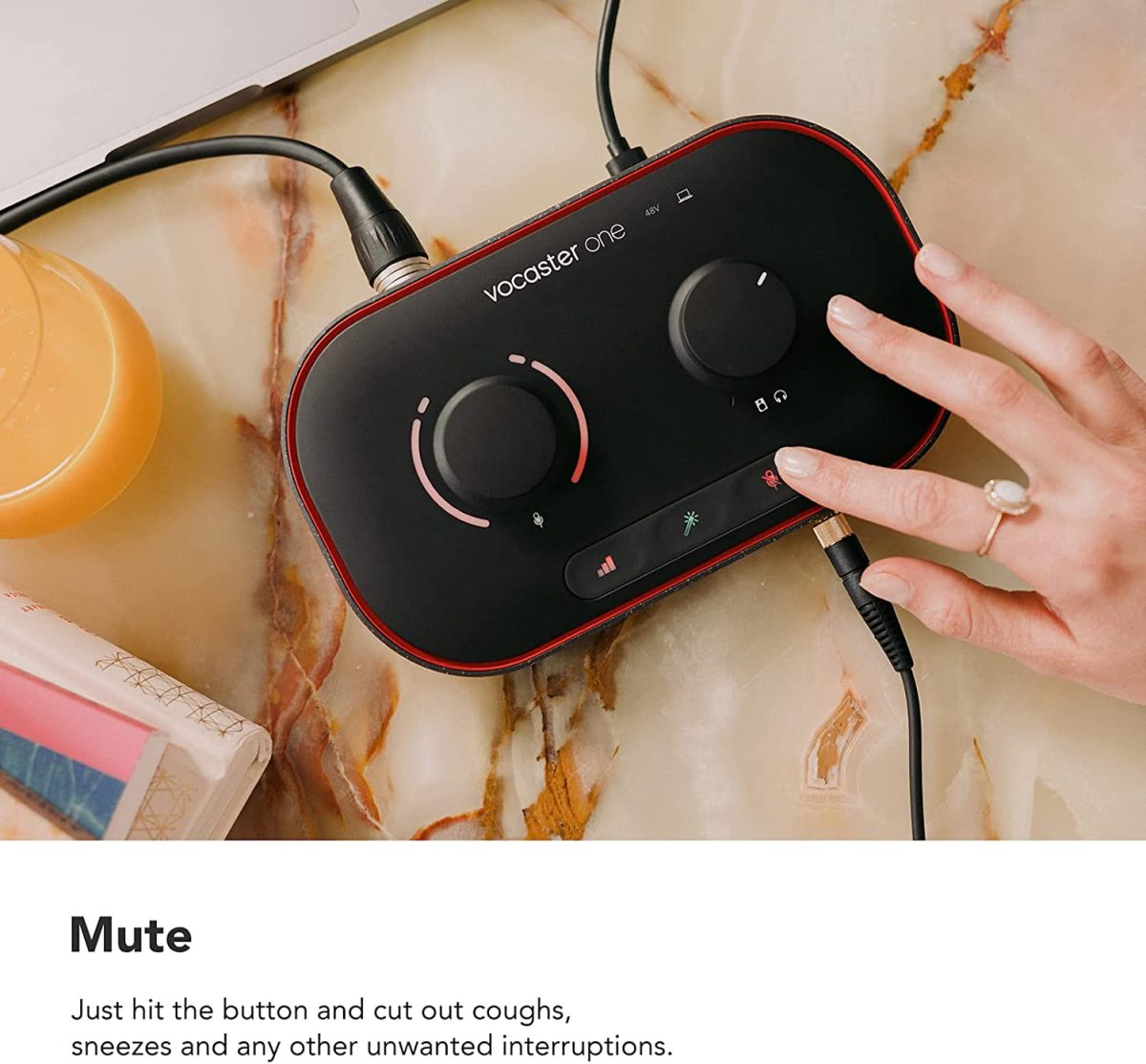 Focusrite Vocaster One  Podcasting Interface for Recording as a Solo Creator. Use Auto Gain, Enhance, and Mute for Easy Podcasting. - Image 1