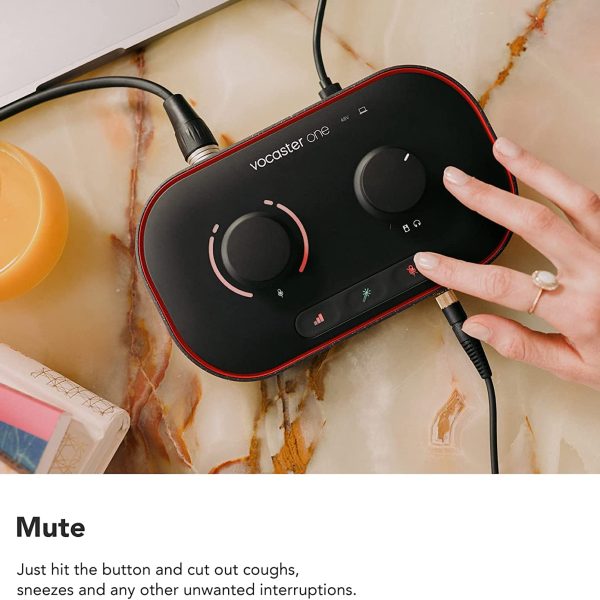 Focusrite Vocaster One  Podcasting Interface for Recording as a Solo Creator. Use Auto Gain, Enhance, and Mute for Easy Podcasting.