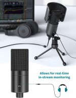 FIFINE K683A USB Desktop PC Microphone with Pop Filter for Computer and Laptop, Studio Condenser Mic with Gain Control Mute Button Headphone Jack for Gaming Streaming Recording YouTube, Extra USB-C Plug -K683A - Image 5