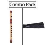 Combo of F Sharp Medium Bamboo Flute and Flute Bag - Natural Bamboo