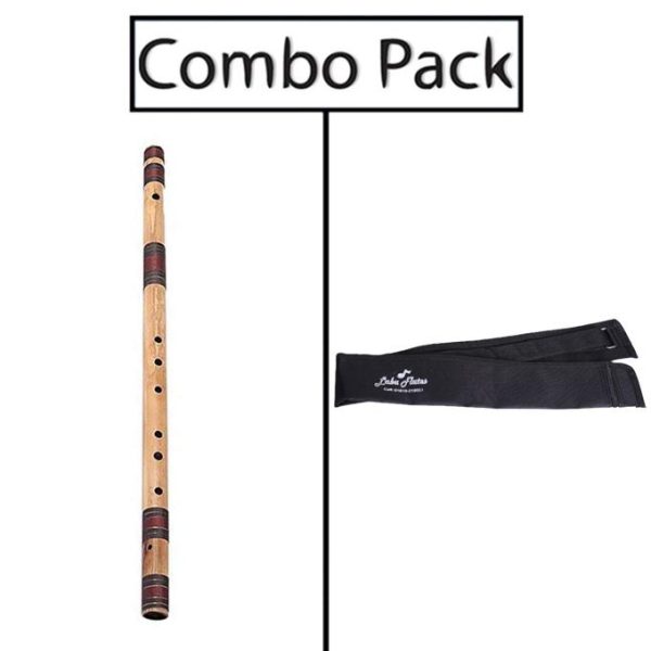 Combo of Bamboo Flute and Flute Bag - Natural Bamboo