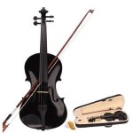 Valencia Acoustic Violin Professional with Hard Case, Bow & Accessories- Glossy Black