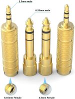 Adapter 6.35mm (1/4 Inch) Male to 3.5mm (1/8 Inch) Female and 3.5 mm Male Plug to 6.35 mm Female Jack, Audio Stereo TRS Converter Adapters (4 -Pack Gold Plated) - Image 2