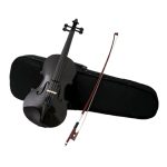 Valencia Acoustic Violin Professional with Hard Case, Bow & Accessories- Glossy Black - Image 2