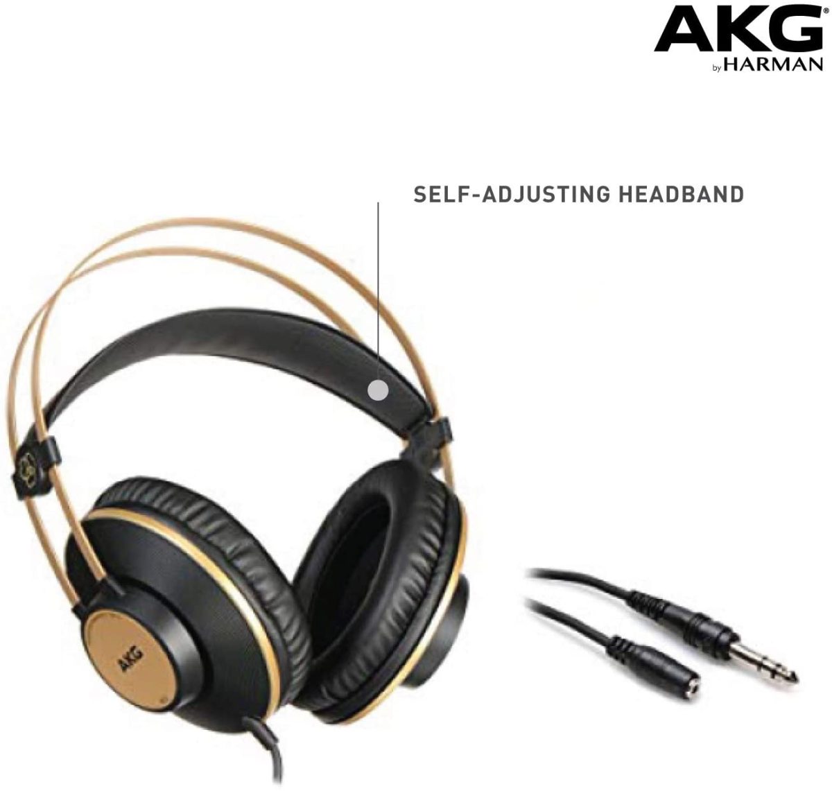 AKG_Pro Audio K92 Over-Ear, Closed-Back, Studio Headphones, Matte Black and Gold - Image 6