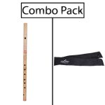 Combo of Bamboo Traditional Designed Flute A Sharp and Flute Bag - Natural