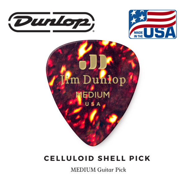 Dunlop 483-05MD Celluloid, Shell, Medium Guitar Pick Made in USA