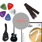 Axe Acostic Guitar with Cover - Black - giter