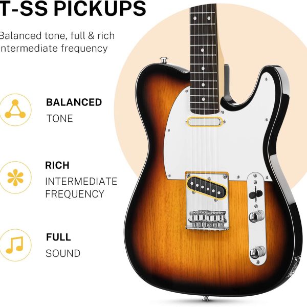 Donner Electric Guitar 39 Inch TELE Electric Guitar DTC-100 Solid Body TC Style Electric Guitar Kit with Bag, Strap, Cable