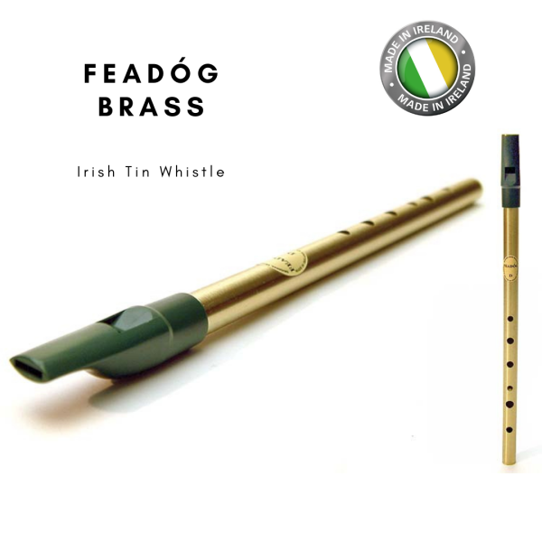 Feadog Tin Whistle Brass in the Key "D" Made in Iriland , Irish Whistle Pack