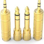 Adapter 6.35mm (1/4 Inch) Male to 3.5mm (1/8 Inch) Female and 3.5 mm Male Plug to 6.35 mm Female Jack, Audio Stereo TRS Converter Adapters (4 -Pack Gold Plated)