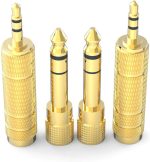 Adapter 6.35mm (1/4 Inch) Male to 3.5mm (1/8 Inch) Female and 3.5 mm Male Plug to 6.35 mm Female Jack, Audio Stereo TRS Converter Adapters (4 -Pack Gold Plated)