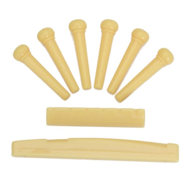 Generic Set of Acoustic Guitar Bridge Pins Saddle Nut Yellow