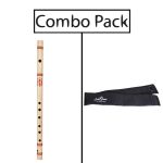 Combo of Bamboo D Medium Flute for Beginner Series and Flute Bag - Natural