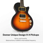 Donner 39 Inch LP Electric Guitar Solid Body Beginner Kit Sunburst Full Size, with Bag, Strap, Cable