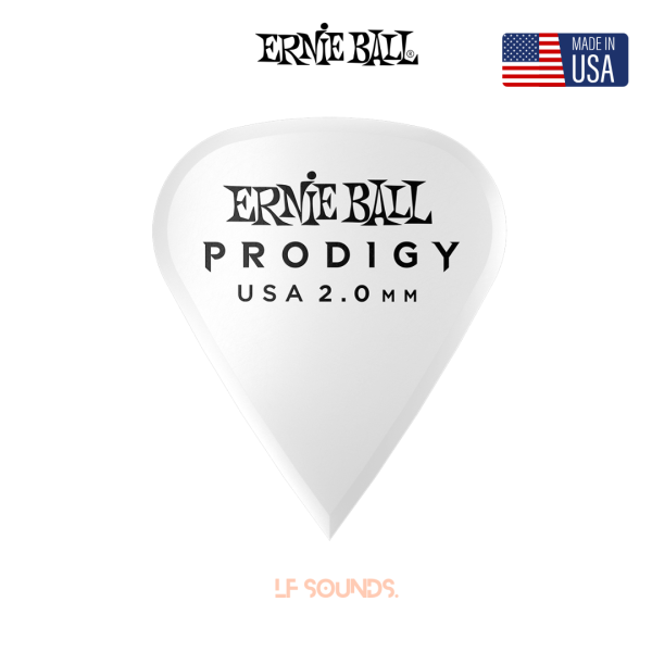 Ernie Ball Prodigy Guitar Picks, Sharp, White 2.0mm Made in USA