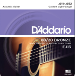 D'Addario EJ13 80/20 Bronze Acoustic Guitar Strings, Custom Light, 11-52 - Image 2
