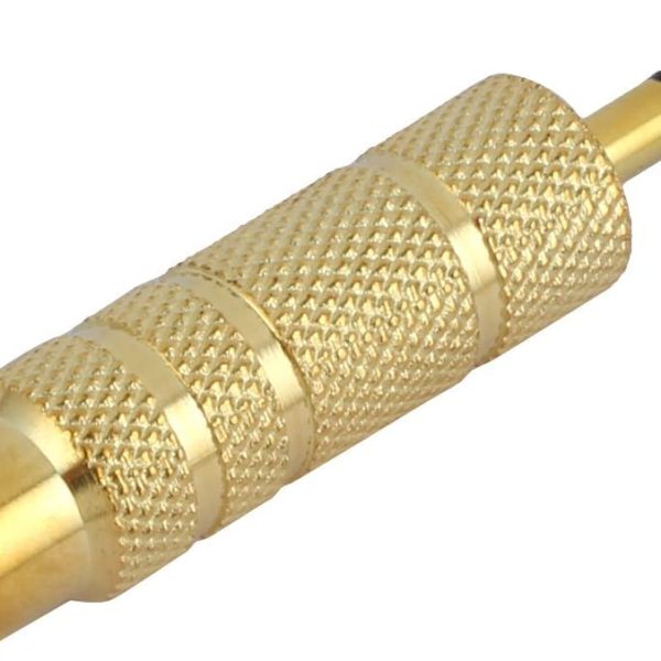 3.5mm Stereo Male Mono Connector to 6.0mm Mono Female Adapter Golden
