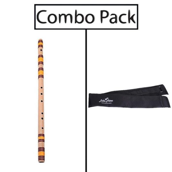 Combo of Bamboo Flute and Flute Bag - Natural Bamboo