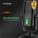 Saramonic SR-MV2000 Large Diaphragm Professional USB Studio Microphone with Magnetic Tabletop Stand, Headphone Out and Multi-Color LED for Computers and Mobile Devices (SR-MV2000)