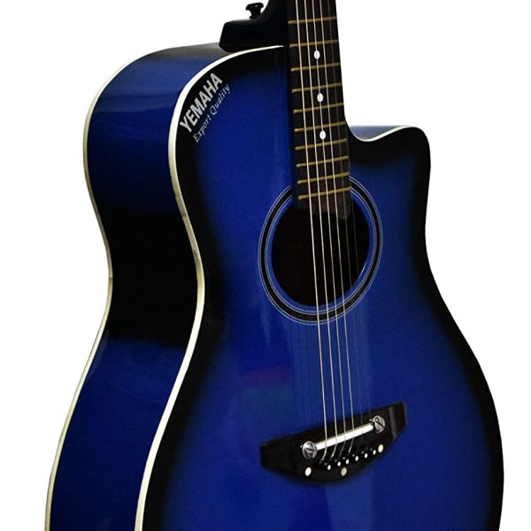 Yemaha cm2 রপ্তানি মানের চকচকে নীল, কালো শেড 6-স্ট্রিং একটি উপায় ডান হাত আধা অ্যাকোস্টিক গিটার কাটা - giter