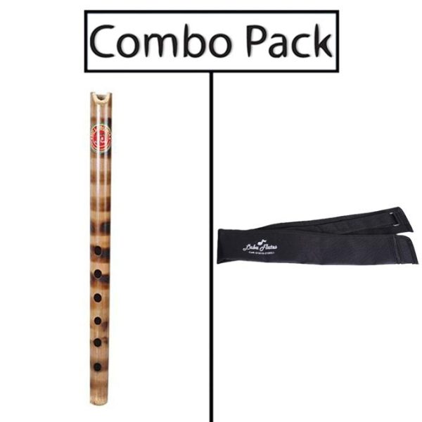 Combo of Bamboo Quena Flute and Flute Bag - Natural