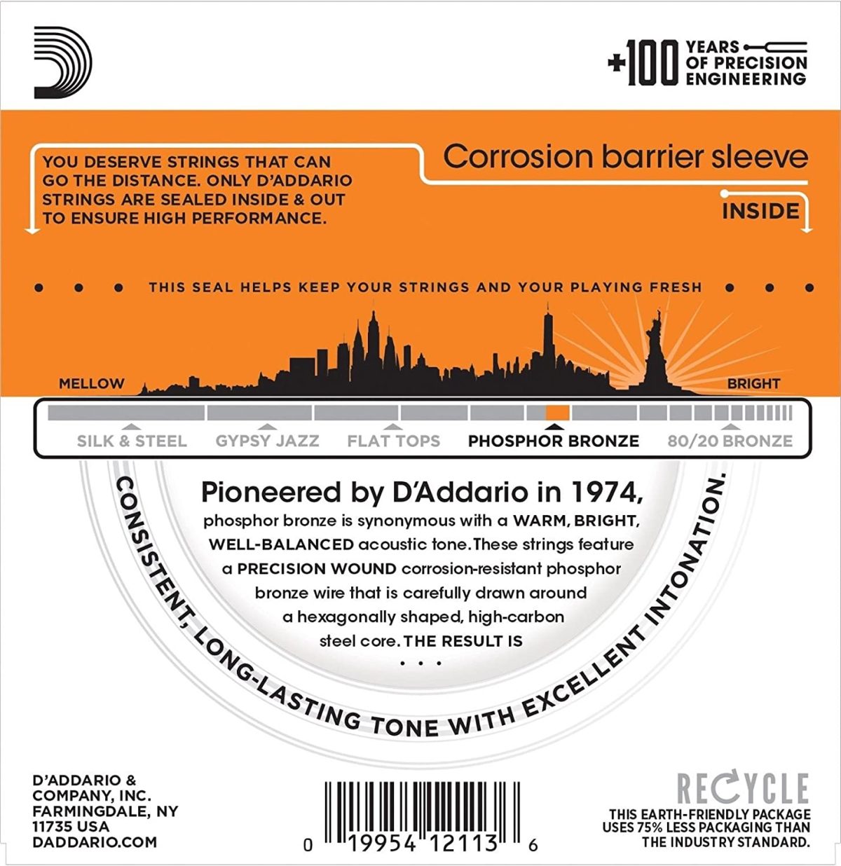 D'Addario EJ41 Phosphor Bronze Acoustic Guitar Strings - .009-.045 Extra Light 12-string - Image 3