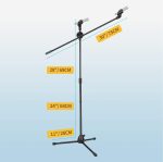 Moukey Microphone Mic Stand, Tripod Boom Microphone Stand with 2 Non-Slip Mic Clip Holders and 2 Foam Covers, Collapsible and Adjustable Mic Stand Suitable for Shure SM7B and SM58, Black, MMs-3 - Image 5