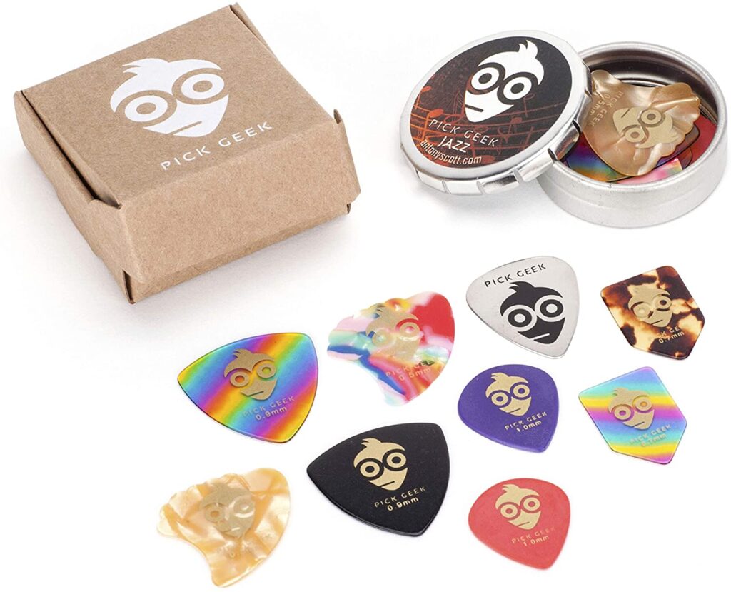 Pick Geek Portachiavi In Vera Pelle Per Chitarristi – Con Mini Chitarra Flying V E 3 Plettri - 6