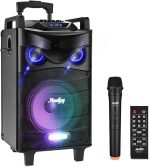 Moukey Karaoke Machine Speaker, Bluetooth Outdoor Portable Wireless Speaker PA System with 10" Subwoofer, Microphone, DJ Lights, Rechargeable Battery, Recording, MP3/USB/TF/FM (RMS 140W to 520W Peak) - Image 2