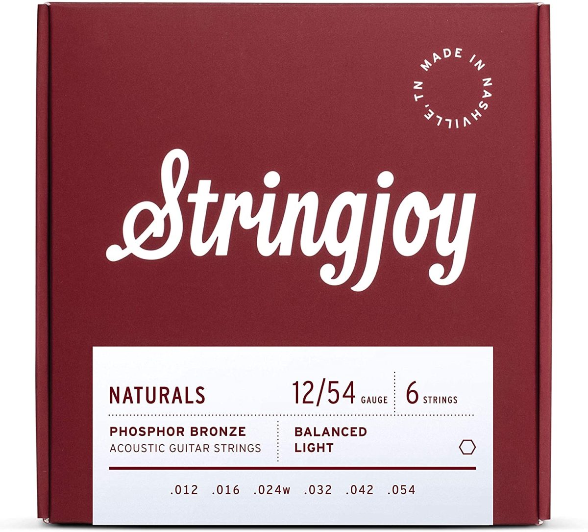 Stringjoy Natural Bronze Acoustic Guitar Strings 12/54, (Light Gauge - 12-54) - Image 1