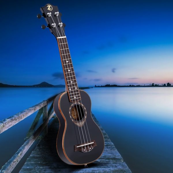ZI 21 Inches Ukulele 4 Strings Spruce Ukulele Ultrathin Special Black Color