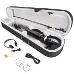 4/4 Electric violin set with S-shape Electronic Silent Mahogany Violin with Ebony Fittings, Carrying Case, Audio Cable, Rosin, Bow - Image 3