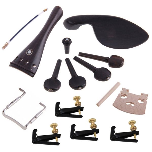 Violin 4/4 Ebony Parts Tailpiece Pegs Chinrest Maple Bridge