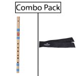 Combo of Bamboo Traditional C Key Whistle Flute and Flute Bag - Natural