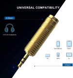 Adapter 6.35mm (1/4 Inch) Male to 3.5mm (1/8 Inch) Female and 3.5 mm Male Plug to 6.35 mm Female Jack, Audio Stereo TRS Converter Adapters (4 -Pack Gold Plated) - Image 5