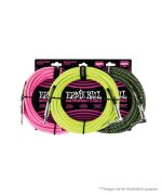 Ernie Ball Braided Instrument Cable, Straight/Angle, 10ft, Neon Green/Black