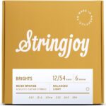 Stringjoy Bright Brass Acoustic Guitar Strings 12/54, (Light Gauge - 12-54)