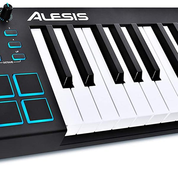 Alesis V25 - 25-Key USB MIDI Keyboard Controller with Backlit Pads, 4 Assignable Knobs and Buttons, Professional Software Suite Included